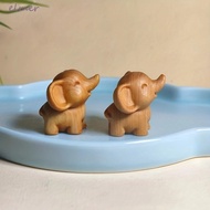 ELMER Wooden Elephant Statues, Cute Intricately Carved Hand-Carved Elephant, Unique Mini Decorative 