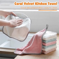 🌟READY STOCK🌟Coral Velvet Thick Microfiber Kitchen Towel Dishcloths Rags non oil dish towel without