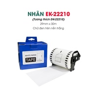 Printed label EK-22210 size 29mm x 30m / Black text on white background / Compatible with Brother DK