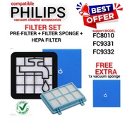 (BEST OFFER) Philips Vacuum Cleaner Filter Set (+Free Sponge) FC8010 FC9330 FC9515 FC9516 FC9350 FC9