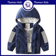 [THOMAS KIDS] Kids Coat Hooded Zipper Top Windproof Lightweight Outdoor Sports Windbreaker for 1-8 Y