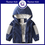 [THOMAS KIDS] Kids Coat Hooded Zipper Top Windproof Lightweight Outdoor Sports Windbreaker for 1-8 Yrs Boys Wholesale