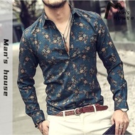 Long Sleeve Printed Shirt Men's Style Printed Handsome Shirt
