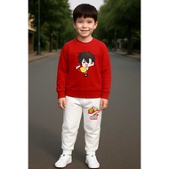 MERAH Children's Suit Merdeka Ceria Sweater and Jogger Independence Day 80 Suit 17 August Red and Wh