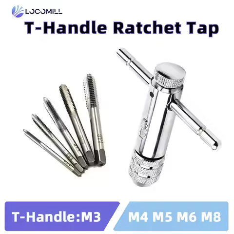 LOCO T-Handle Ratchet Tap Reamer Hand Manual Holder Wrench M3 M4 M5 M6 M8 Metric Machine Screw Threa