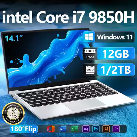 New Portable Laptop Intel Core i7 9850H Computer 14.1 inch 1920*1080 HD Gaming Laptops Windows 11 12