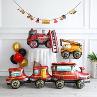 New 3d Three-Dimensional Car Series Aluminum Film Balloon Fire Truck Train Crane Shape Balloon Child