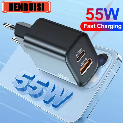 55W USB PD Charger Fast Charge Type C Wall Charger Quick Charge 3.0 Phone Charger Adapter For iPhone