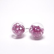 A Handmade 淺紫色水晶玻璃球耳環