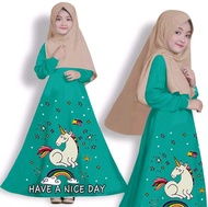 Baju Gamis Anak Perempuan sablon Kuda Pony terbaru ukuran 5 - 11 tahun Gamis muslim kekinian