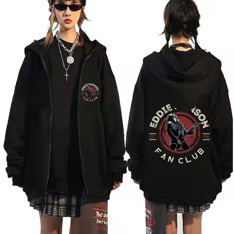 2025 Autumn/Winter Eddie Manson Fan Club 1986 Zipper Hoodie Demogorgon Man-eating Flower Monster Jac