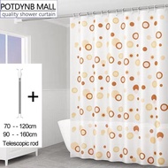 POTDYNB Bathroom Shower Curtain Set + RodsPEVA Anti-Mildew Waterproof Shower Curtain150x180cm+90-160