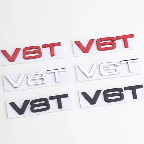 3D Metal Car Fender Side Emblem V6T V8T Logo For Audi S4 A4 B7 V6T Sticker A6 Golf 4 C7 SQ7 Q8 R8 S8