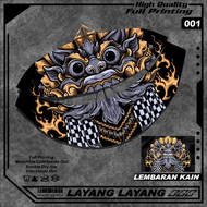 Sampul Kain Layangan Pegon Ceper Gampangan Motif Barong Bali Custom Full Printing Bahan Satin Peles 