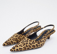 Spain version original Spanish ZARAˉ Family 2023 Summer New Pointed Leopard Animal Print Dew Heel Lo