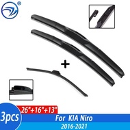 Wiper Front & Rear Wiper Blades Set For KIA Niro 2016 2017 2018 2019 2020 2021 Windshield Windscreen