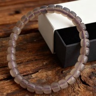 天然烟紫瑪瑙手串無染色天然水晶手鏈