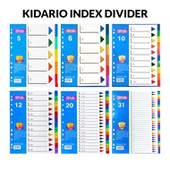 Kidario A4 Size PP Index Divider (11 Holes) Ring File Colours Months Alphabet Numbering