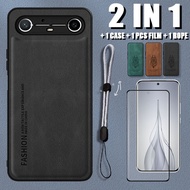 Luxury Soft Leather Case 2 IN 1 For Tecno Spark Slim Pova Slim 5G KM7K with Ceramic Film and Adjusta