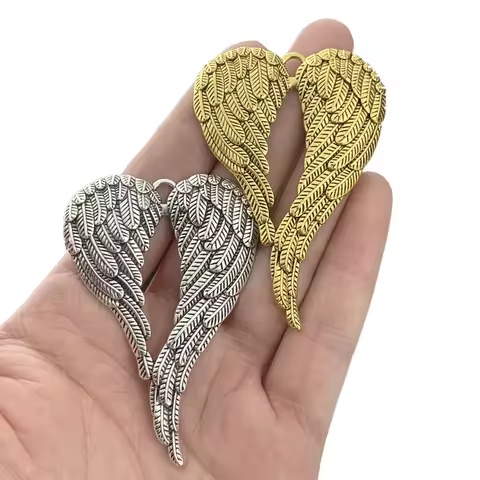 5 x Silver Plated/Gold Color Gothic Angel Wings Charms Pendants for DIY Necklace Jewellery Making Ac