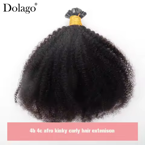4B 4C Fusion Hair Extensions Afro Kinky Curly Human Hair Bundles Keratin Flat K Tip Hair Extension F