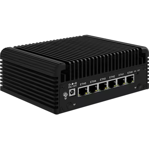 InteI Core 3 N355 N305 6 LAN 2.5G Firewall Server N150 N100 I226-V Fanless Mini PC DDR5 2xNVMe 1xSAT