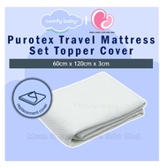 Comfy Baby Purotex Travel Mattress Set Topper Cover for  60 x 120 x 3cm, Bedsheet Replacement