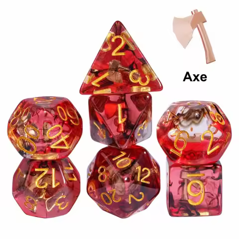 Cusdie DND Weapons Element Dice 7Pcs Transparent D4-D20 Creative Polyhedral Dice Set for D & D Table