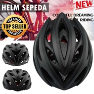 Helm Sepeda EPS PVC Shell dengan Lampu Backlight Helmsepeda Safety Helem Sepedah Pria Dewasa Gowes T