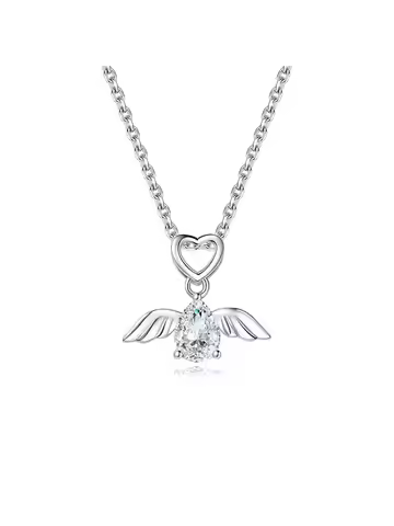 Angel's Wings Luxury GRA Certified 0.8ct Pear Moissanite Pendant Necklace for Women Party 925 Sterli