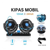 Kipas Angin Mobil 12-24 Volt Kipas Mini Truk Double Fan Blower Usb Car Cooling