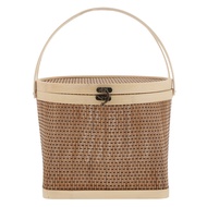 In Stock 1pc Portable Moon Cake Storage Basket Gift Box Handwoven Bamboo Basket