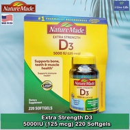 วิตามินดี 3 Extra Strength D-3, 5000IU (125 mcg) 90, 100, 180 or 220 Softgels - Nature Made Vitamin D3 วิตามินดีสาม