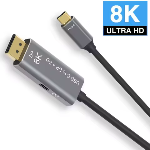 USB C DisplayPort 1.4 with 8k Speed Adapter Cable Dual Mode Type C to DP 8K@60Hz 4K@144Hz with PD