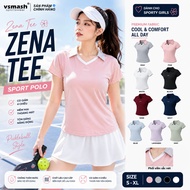 ZENA Tee Vsmash Sportswear Polo Collar Sports T-Shirt – Lightweight Stretch Cool Gym Running Badmint
