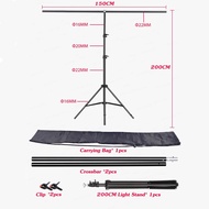 1.5x2 m/2x2m T Shape Backdrop Stand Portable Photo Background Stand with 2 Spring Clamps & 1 Carryin