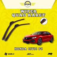 Quad Blade Frameless Car Wiper 4 Layers Premium Rubber 1 Set of 2 PCS - For Honda Civic FC W601