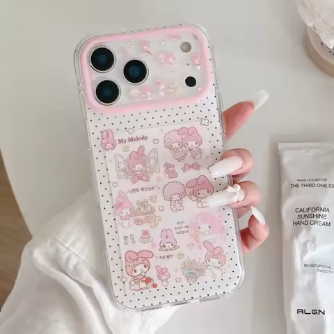 Glitter Sanrio Cute My Melody My Sweet Piano Polka Dot Phone Case For iPhone 17 16 15 14 13 Pro Max 