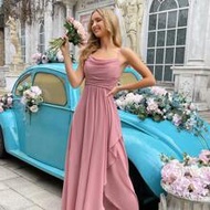 ชุดเดรสยาวสำหรับเพื่อนเจ้าสาว QOQ Elegant Minimalist สำหรับผู้หญิง, ชุดเดรสเพื่อนเจ้าสาวฤดูร้อน, เหม