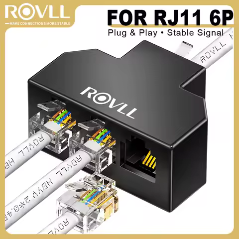 ROVLL RJ11 Telephone Line Splitter 6P6C 6P4C 6P2C Female To Female 1 to 2 & 3 & 4 Splitter Adapter