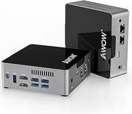 Mini PC AWOW Desktop Computer Intel Celeron N3450 Windows 10 6GB DDR4 128GB SSD/Burst Frequency 2.2/Dual LAN/ 2.4G+5G Dual Band WiFi/4K /Bluetooth/HDMI/5 USB3.0 Ports Micro PC