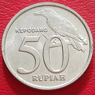 uang koin kuno lama 50 rupiah kepodang tahun campur