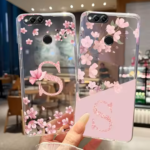 Phone Case For Huawei Honor 7X Mate SE BND-L21 L22 L34 Couple Case Flower Letter Transparent Slim TP