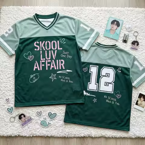 2026Kpop Group Skool Luv Affair Unisex Football Jersey, Breathable Mesh Short Sleeved Casual Street 