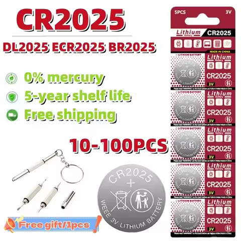 10-100PCS 150mAh 3V CR2025 Battery CR 2025 Lithium Battery DL2025 BR2025 KCR2025 For Car Remote Cont