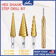 Summit Hardware Hex Shank Step Drill Bit HSS Titanium Coated Cone Hole Cutter Metal High Speed Steel