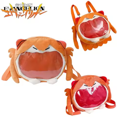 Bandai Neon Genesis Evangelion Plush Backpack Cartoon Asuka Langley Soryu Itabag Large-capacity Badg