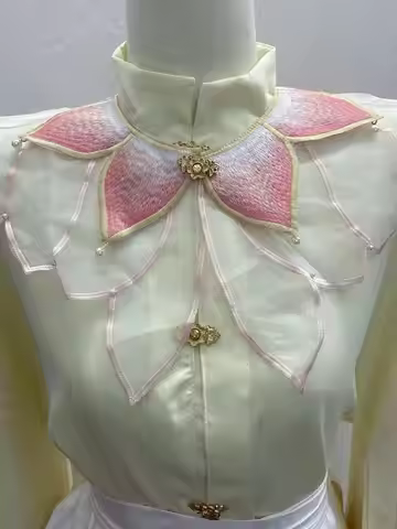 Cosplay Nezha Women's Embroidered Cloud-shoulder Stand-collar Shirt And Horse-face Skirt With Daily 