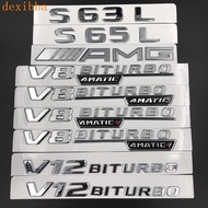 Benz W222 S-Class Letter Label S63 S65 AMG Bright Silver Rear Tail Label V8 BITURBO Side Rear Label