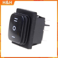 【H&H】 12V Black Waterproof 6Pin DPDT Self Locking Rectangle Rocker Switch